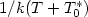 $1/k(T+T_0^\ast)$