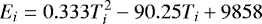 \begin{equation*} E_{i}=0.333T_i^2-90.25T_i&#x002B;9858\end{equation*}